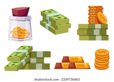 Money cash stack pile profit finance business concept. Vector graphic design illustration