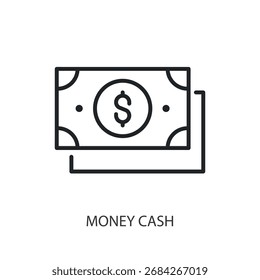Geld Bargeld dünne Linie Vektorsymbole.