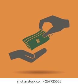 money cash vector icon. dollars