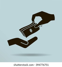 money cash vector icon. dollars