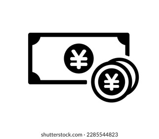 Ilustración del icono del vector de efectivo de dinero ( JPY, yen japonés )