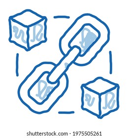 money chain sketch icon vector. Hand drawn blue doodle line art money chain sign. isolated symbol illustration
