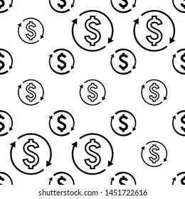 Money Change Icon Seamless Pattern, Currency Change Icon Vector Art Illustration