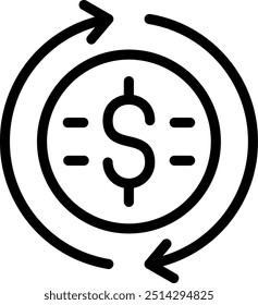 Money Change Vector Line Icon Element