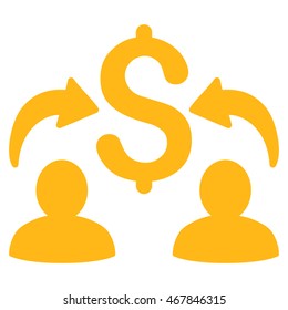 Money Changers icon. Vector style is flat iconic symbol with rounded angles, yellow color, white background.