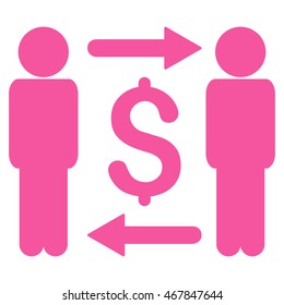 Money Changers icon. Vector style is flat iconic symbol with rounded angles, pink color, white background.