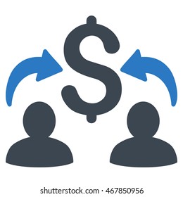 Money Changers icon. Vector style is bicolor flat iconic symbol with rounded angles, smooth blue colors, white background.