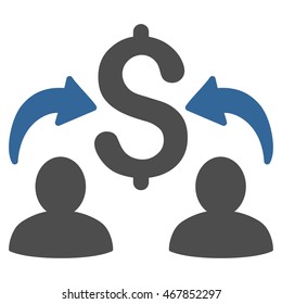 Money Changers icon. Vector style is bicolor flat iconic symbol with rounded angles, cobalt and gray colors, white background.