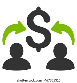 Money Changers icon. Vector style is bicolor flat iconic symbol with rounded angles, eco green and gray colors, white background.