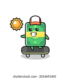 money character illustration ride a skateboard , cute style design for t shirt, sticker, logo element