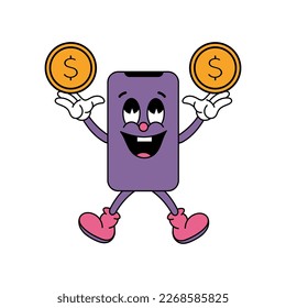 Money characters in groove style. Cartoon style. Vector illustration