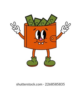 Money characters in groove style. Cartoon style. Vector illustration