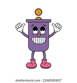 Money characters in groove style. Cartoon style. Vector illustration