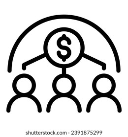 Money charity icon outline vector. Social help. Heart investor