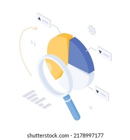 Money, chart, graph, diagram, presentatnion, spreadsheet, economy, finance, technology.Isometric vector illustration flat design isolated.