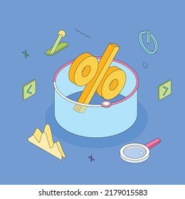 Money, chart, graph, diagram, presentatnion, spreadsheet, economy, finance, technology.Isometric vector illustration flat design isolated.