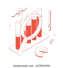 Money, chart, graph, diagram, presentatnion, spreadsheet, economy, finance, technology.Isometric vector illustration flat design isolated. Outline, linear style, line art, editable stroke.