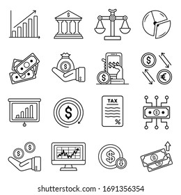 Money Chart Graph Line Icons Set Stock Vector (Royalty Free) 1691356354 ...