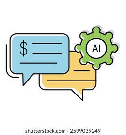 Money Chat Ai Vector Icon design