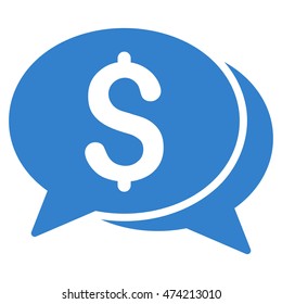 Money Chat icon. Vector style is flat iconic symbol with rounded angles, cobalt color, white background.