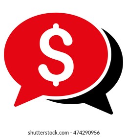 Money Chat icon. Vector style is bicolor flat iconic symbol with rounded angles, intensive red and black colors, white background.