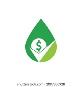 Das Design des Logos für die Geldprüfung im Drop-Form-Design. Design des Symbols für Bargeld. Vorlage für gutes Zahlungslogo	