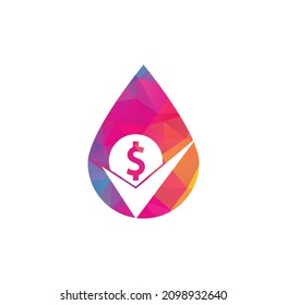 Money check drop shape concept logo design. Cash Icon symbol design. Good payment logo template