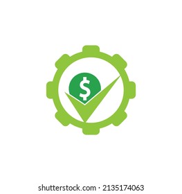 Logo-Design des Money-Check-Schalters. Design des Symbols für Bargeld. 