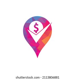 Money check gps shape concept logo design. Cash Icon symbol design. Good payment logo template