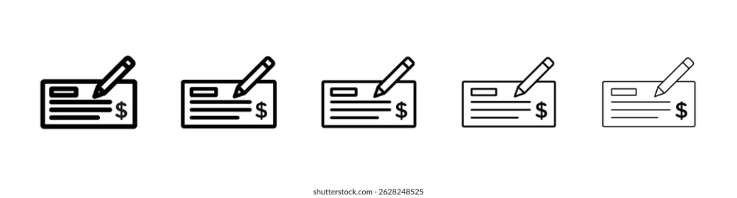 Money check icon in black. Vector illustration for graphic design