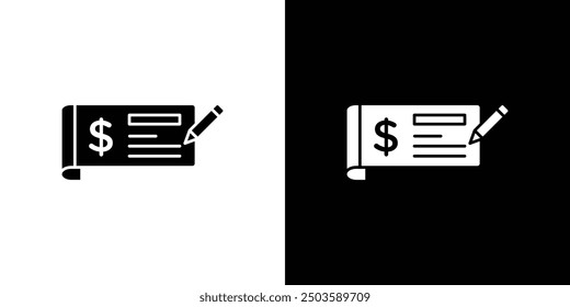 Money check icon Flat vector set outline