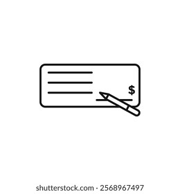 Money check icon Isolated flat vector in outline
