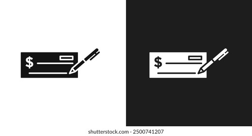 Money check icon line art vector