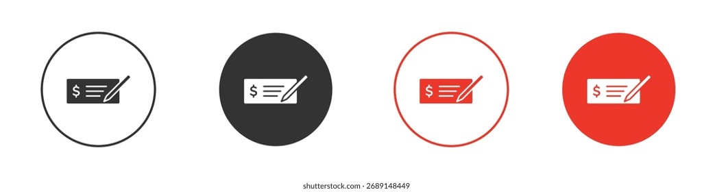 Icono de cheque de dinero Logos. Plantilla de diseño de icono de Vector plano