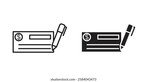 Money check icon set in thin line. vector illustrations for web