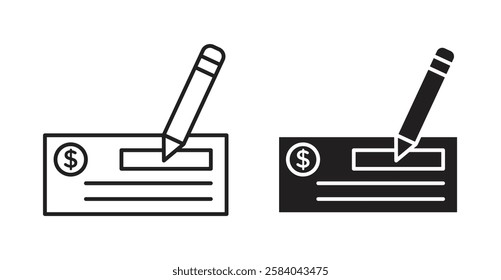 Money check icon set in thin line. vector illustrations for web