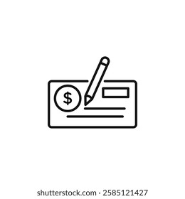 Money check icon. simple thin line vector icon