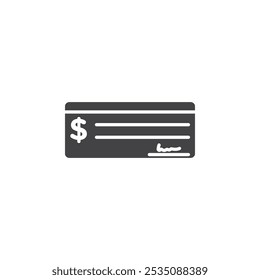 Money check icon Symbol mark in filled style