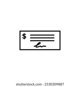 Money check icon Thin line art isolated
