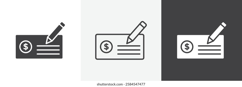 Money check icons graphics pack vectors.