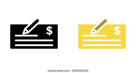 Money check icons pack in black and colored version