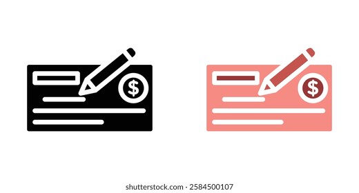 Money check icons pack in black and colored version