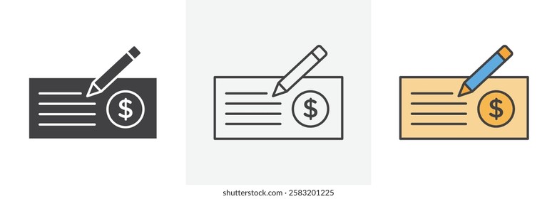 Money check icons pack for website designs