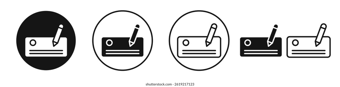 Money check icons set in solid black and stroke line style
