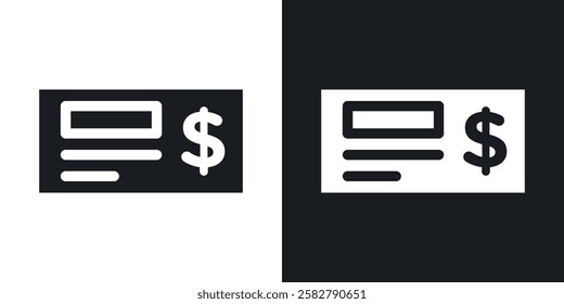 Money check icons set vectors black and colored style