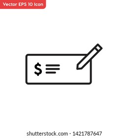 Money check, invoice symbol vector icon