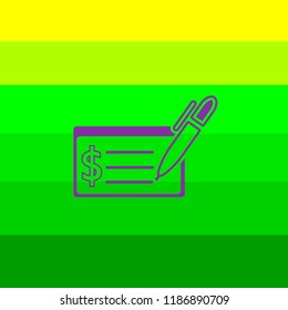 Money check vector icon, bank money symbol. Modern, simple flat vector illustration for web site or mobile app