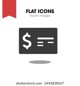 Money check vector icon, bank money symbol. Modern, simple flat vector illustration for web site or mobile app

