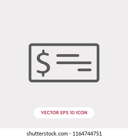 Money check vector icon, invoice symbol