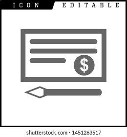 Money check vector icon, invoice symbol. Modern, simple flat vector illustration for web site or mobile app